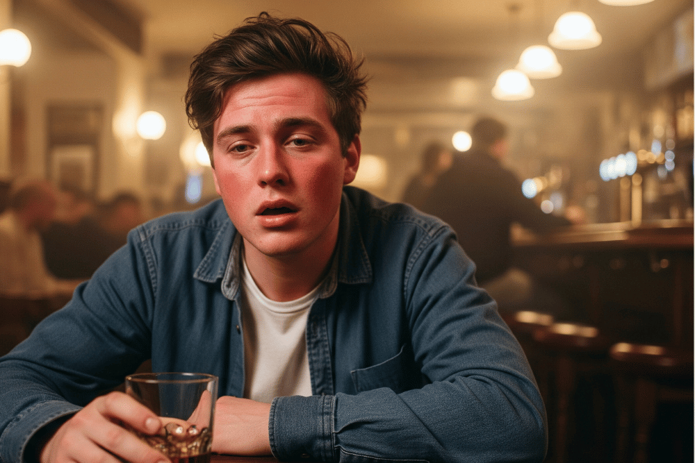 An alcoholic face is often red, Avenues Recovery notes.