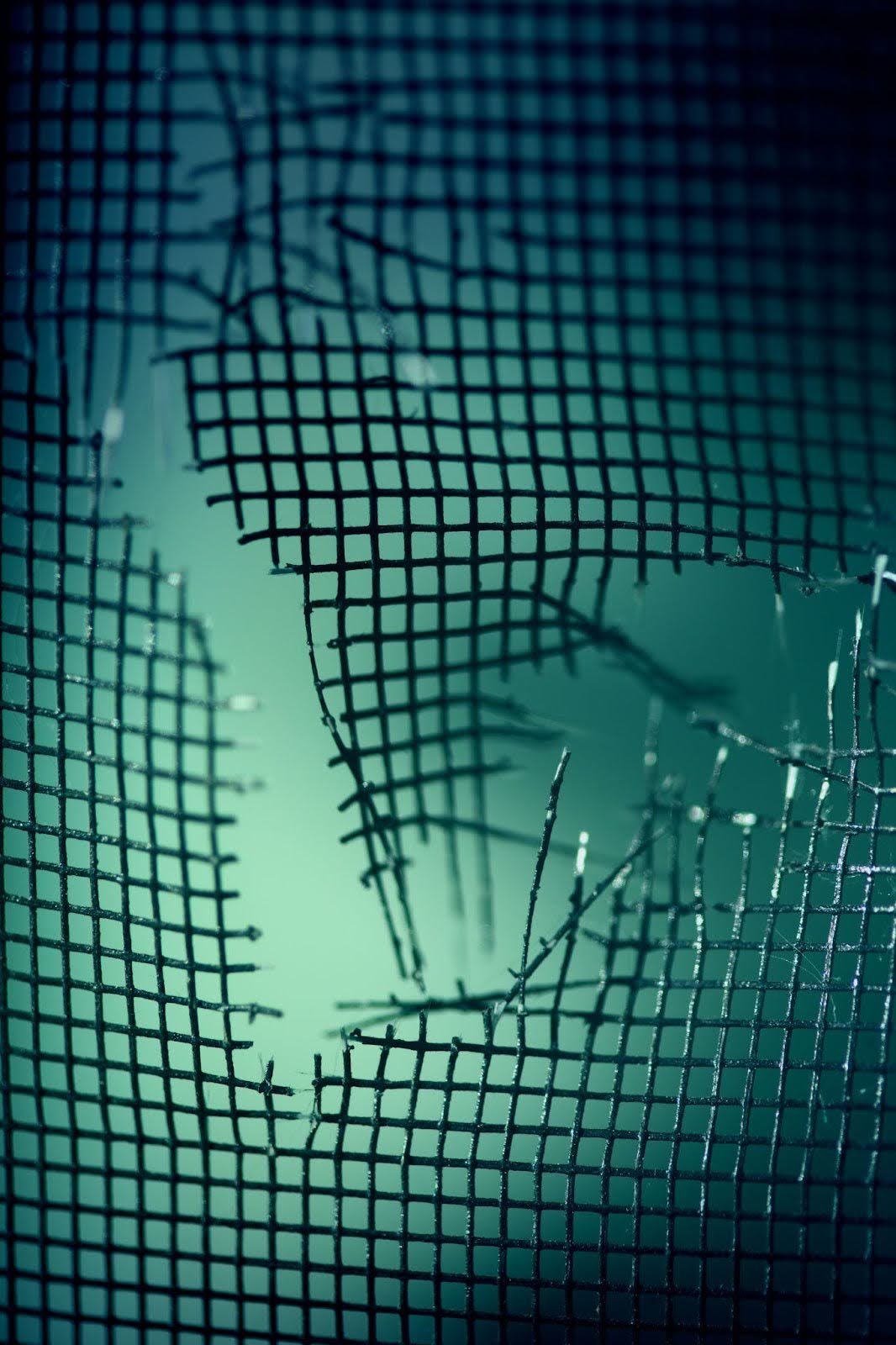 Broken metal mesh boundary