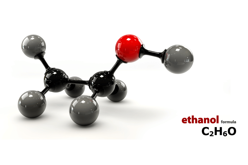 Plastic mockup of the chemical formulation of ethanol, C2H6O