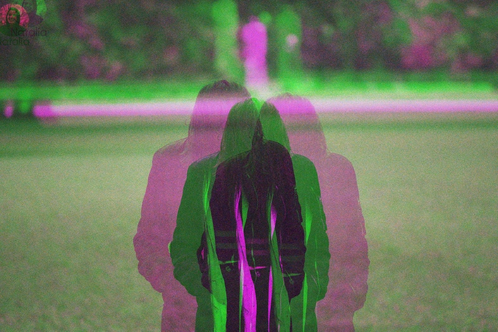 Colored reflections of a woman
