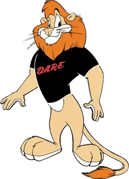 Image of DARE program mascot Darren the lion as Avenues Recovery explores the DARE program
