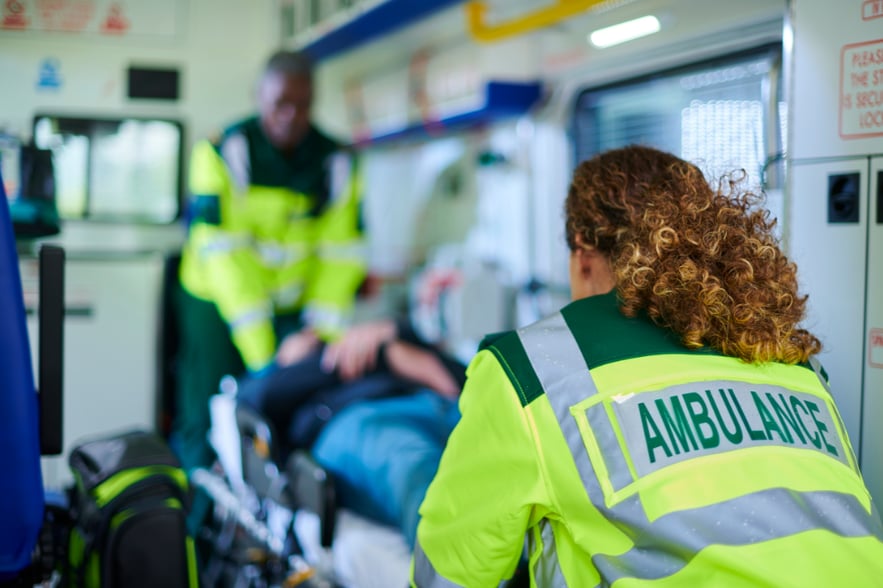 Paramedics responding to a medical emergency related to meth addiction risks