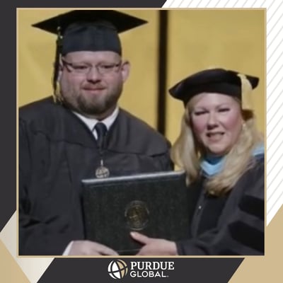 Image of man and woman in graduation caps and gowns as Avenues Recovery shares AJ's story