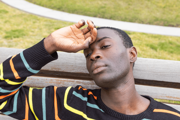  A man feeling weak and drowsy, a common symptom of Suboxone overdose.&nbsp;