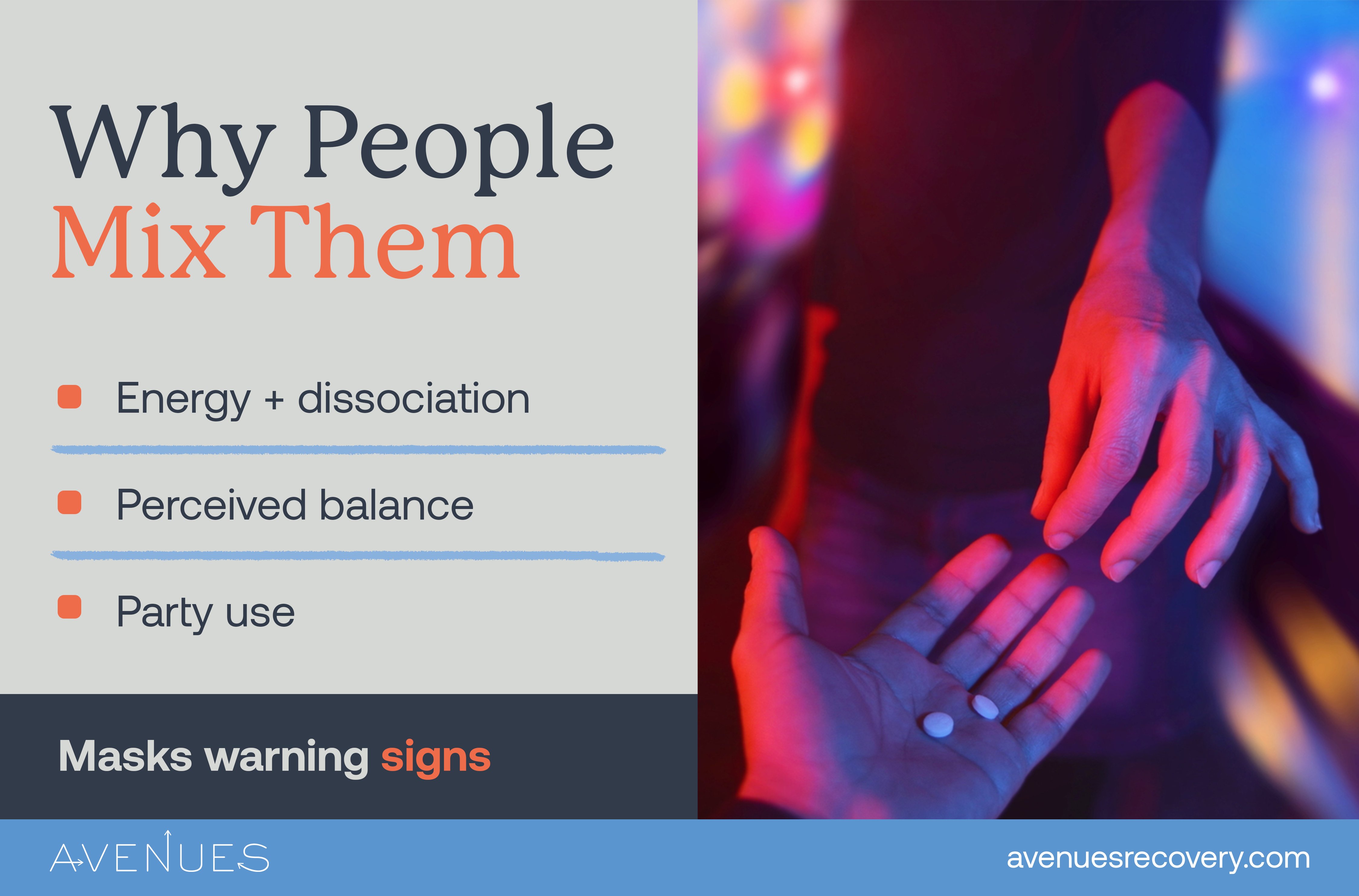 Infographic of why people mix the two drugs as Avenues Recovery explores Calvin Klein Drug