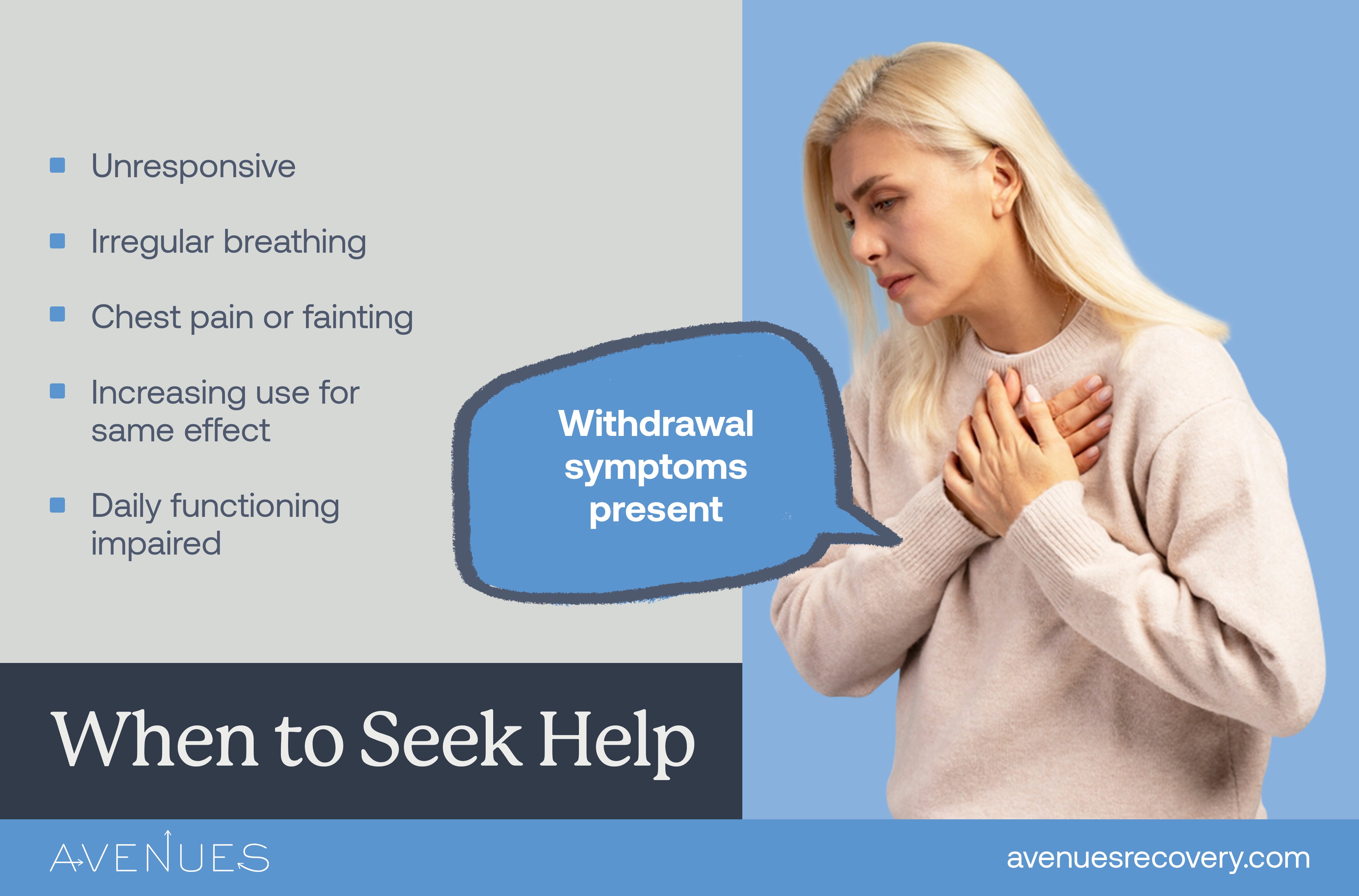 Infographic on when to seek help as Avenues Recovery explores Kratom overdose