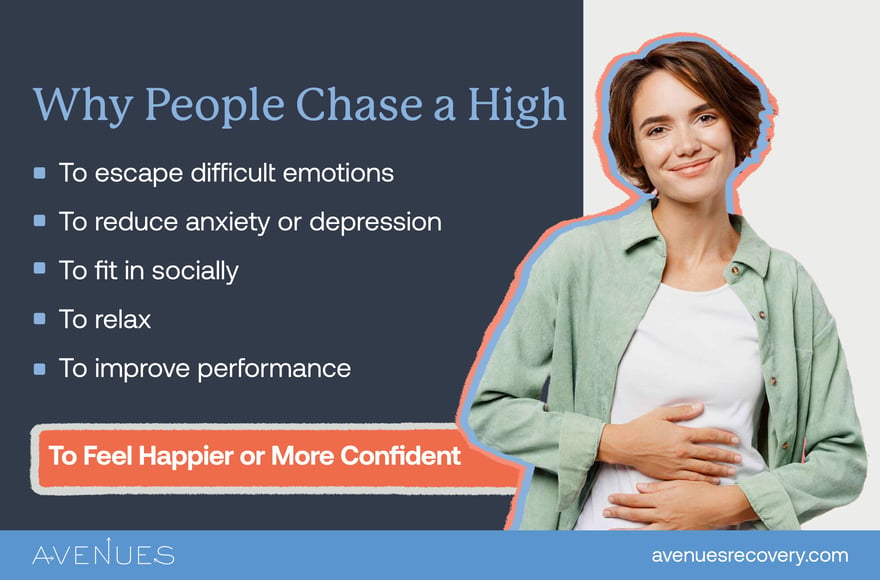 Infographic of why people chase a high as Avenues Recovery explores how to get high without drugs or alcohol