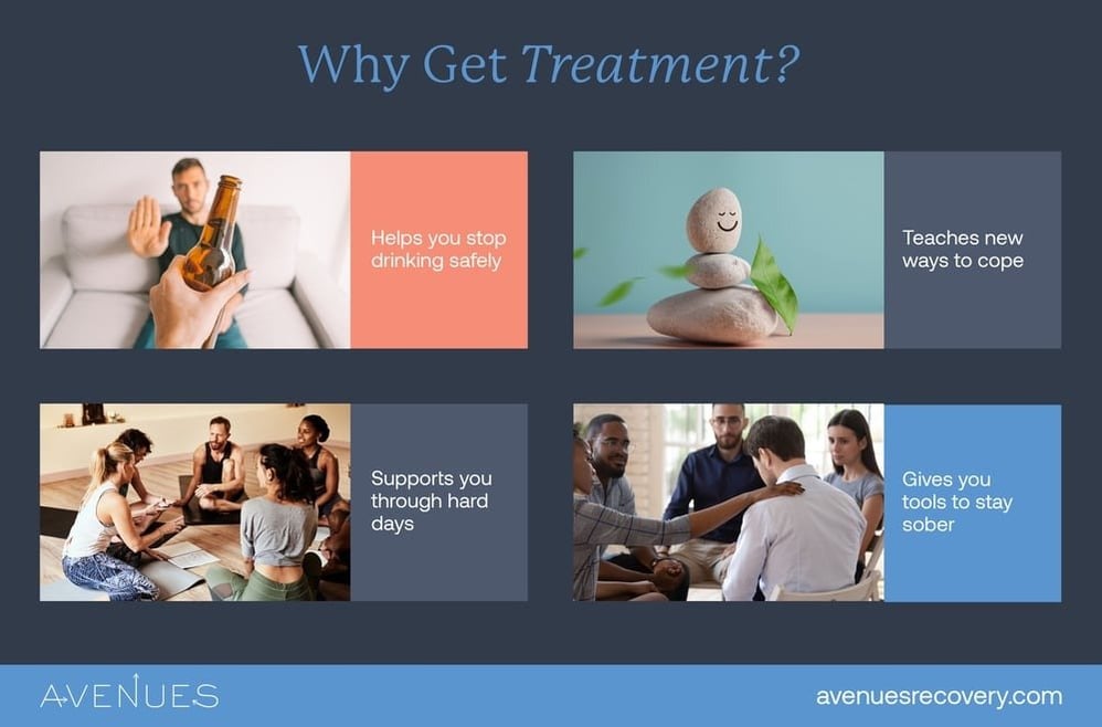 Reasons to treat alcoholism with medication: safe detox, coping skills, peer support, and tools for sobriety.
