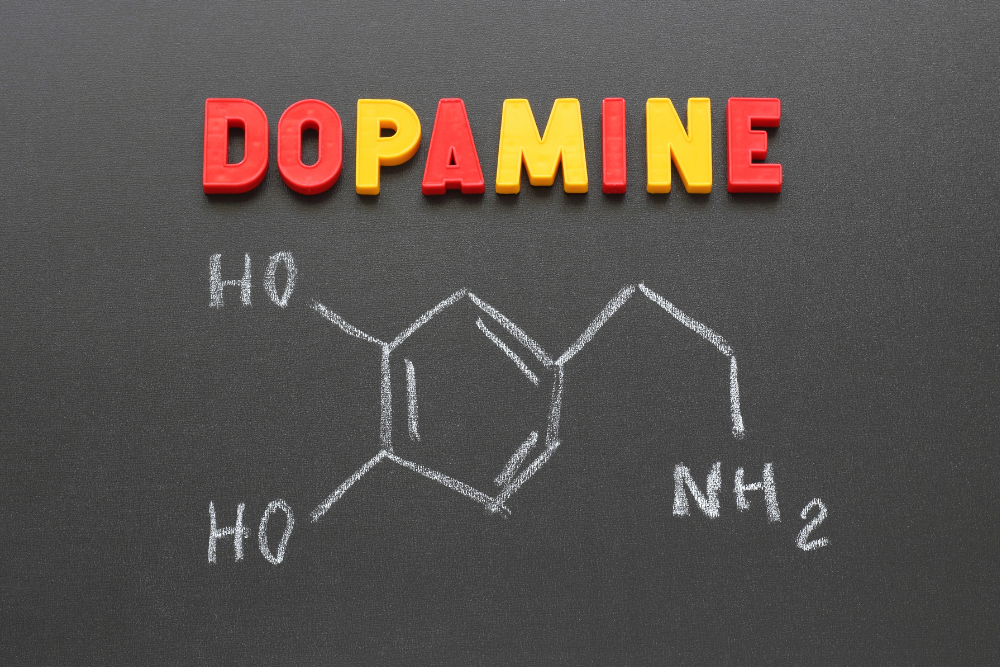 Chemical structure of dopamine, showing how Tramadol affects the brain's reward system and contributes to addiction.