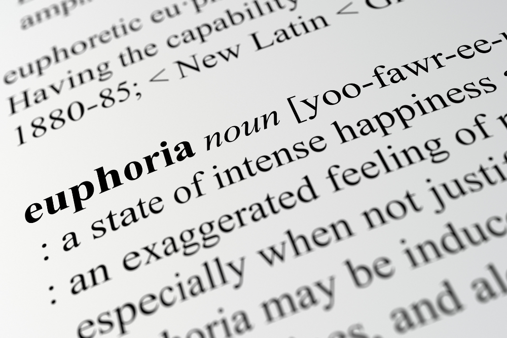 Dictionary entry for “euphoria,” describing intense happiness, sometimes induced by Lyrica misuse and connected to Lyrica addiction