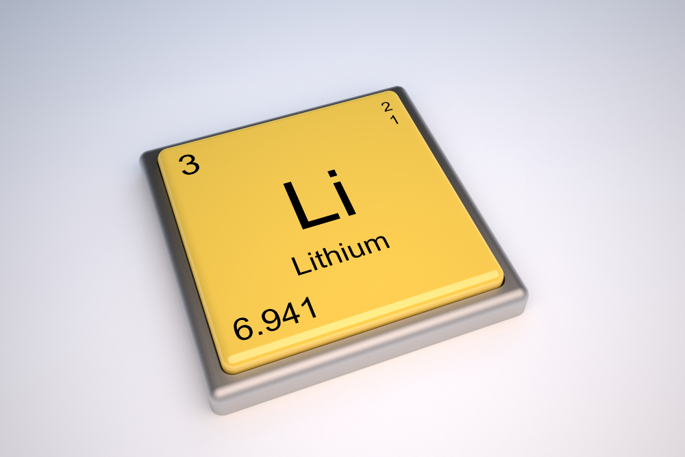 Periodic table element tile for lithium, used in its carbonate form to treat mood disorders