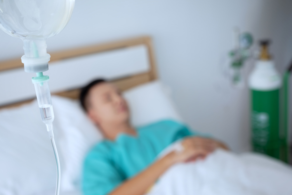 man undergoing iv drip infusion