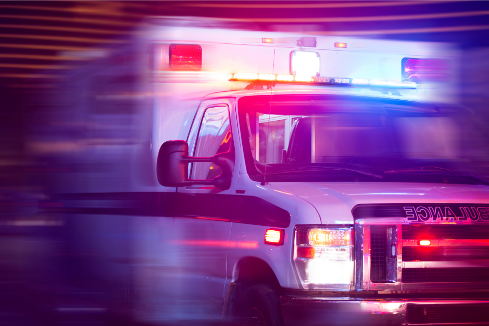 An ambulance responding to an emergency shows the deadly dangers of mixing barbiturates and alcohol